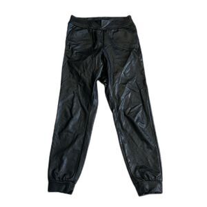 Commando Joggers Womens Small Faux Vegan Leather Pull On Pants Black Pockets